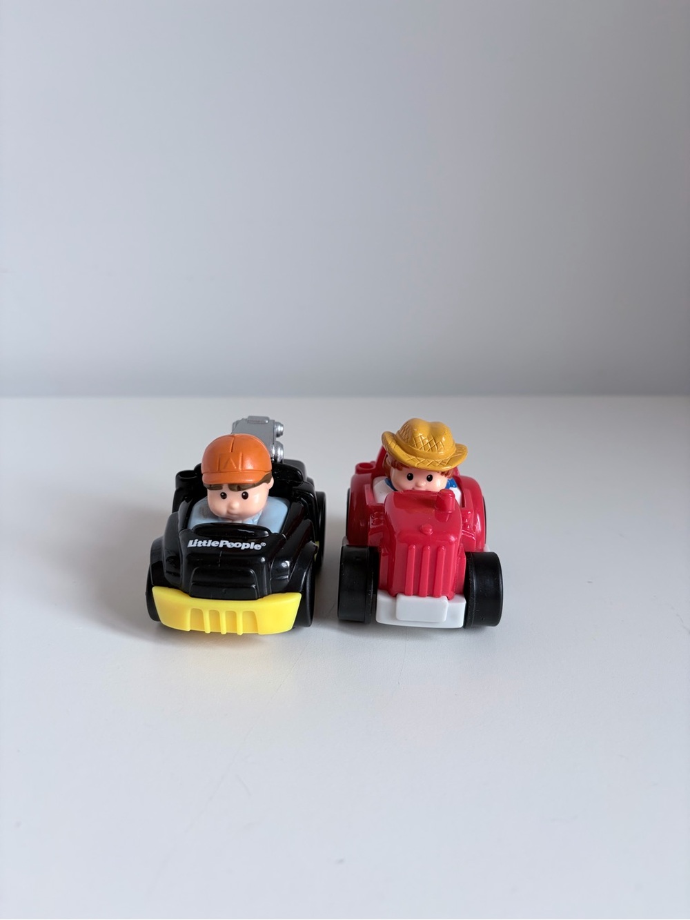 Fisher-Price Little People Black and Red Wheelie Cars - Set of 2